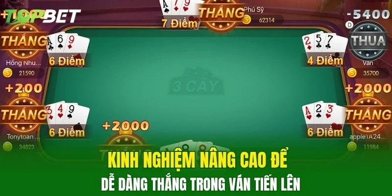 Kinh nghiệm nâng cao để dễ dàng thắng trong ván Tiến Lên