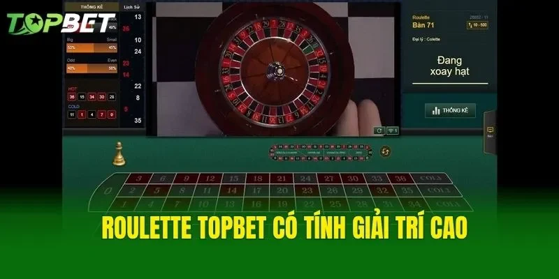 Roulette TOPBET có tính giải trí cao